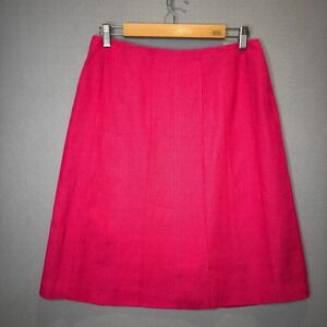 Talbots Women's Sz‎ 10 Irish Linen Skirt A-Line Hot Pink Midi Fully Lined Career
